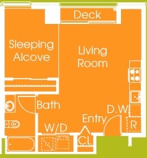Studio  (614 sq ft) floor plan